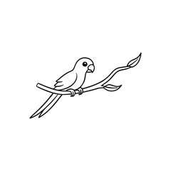 Pigeon Sitting on Tree Branch – Line Art Vector Illustration