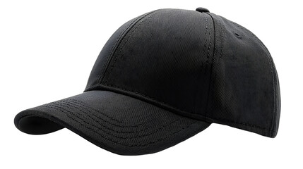 Black Baseball Cap Rotates, Isolated on White Background