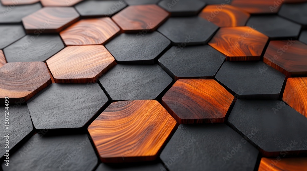 Poster abstract hexagonal wooden pattern.