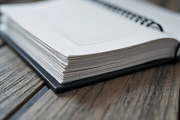 Blank Open Spiral-Bound Notebook on Wooden Surface - Writing Journal