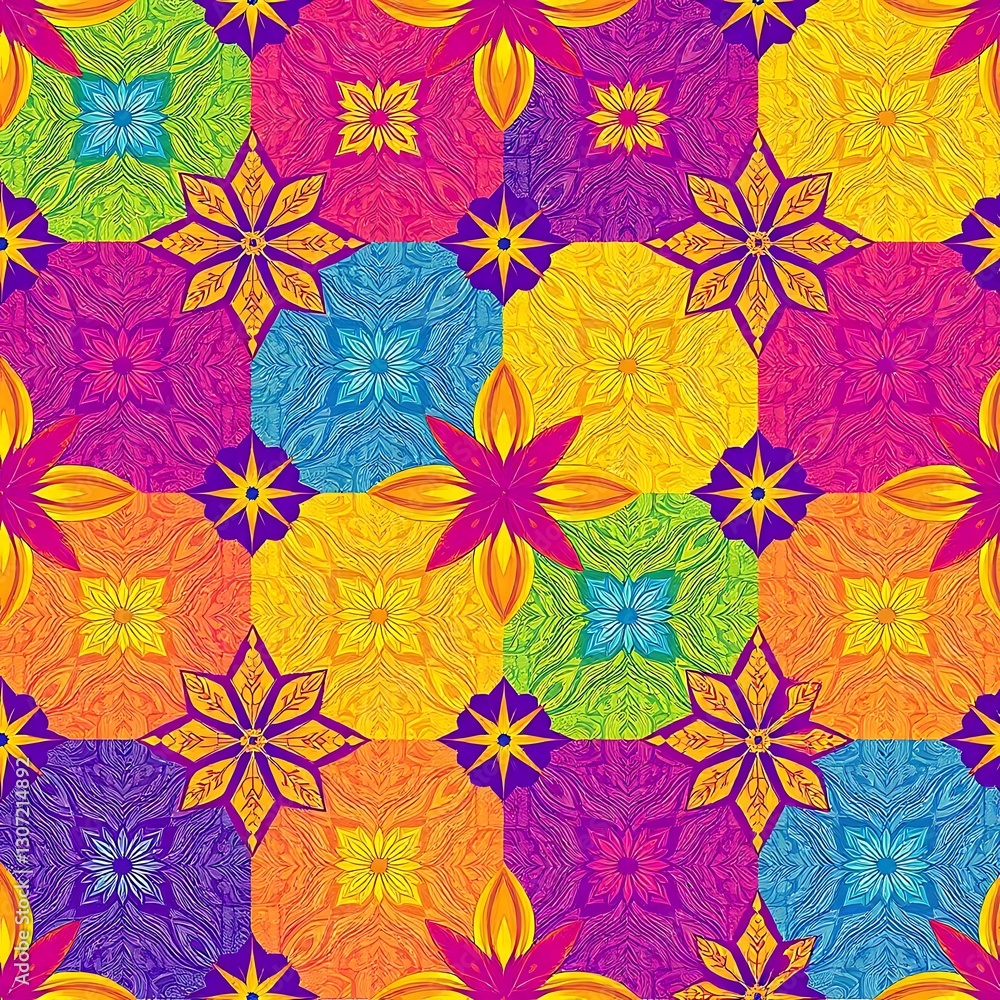 Aufkleber colorful mosaic pattern: a vibrant seamless mosaic showcases an intricate array of colorful geometri