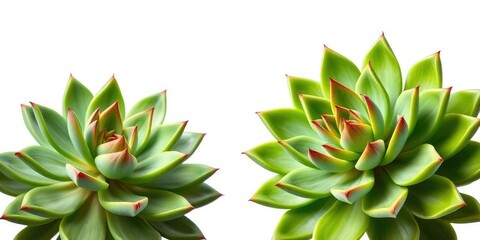 Fototapeta premium A vibrant green succulent plant, isolated on pure white , leaves, color