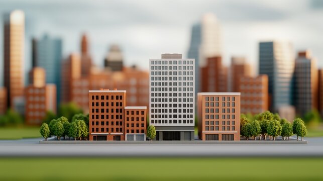 A tall office building beside a smaller one, representing the advantage of large businesses. Superior competitiveness. Cost advantages and economies of scale.