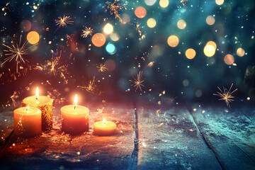 Obraz premium Candles Glow Brightly, Festive Night Sparkles