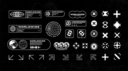 Fototapeta premium Futuristic streetwear cyberpunk interface element technology graphic vector design template