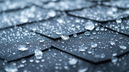 close up of impacting hail on a shingle roof.