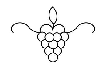 Vintage Grapes Line Art Vector for Wine Labels and Vineyard Design

