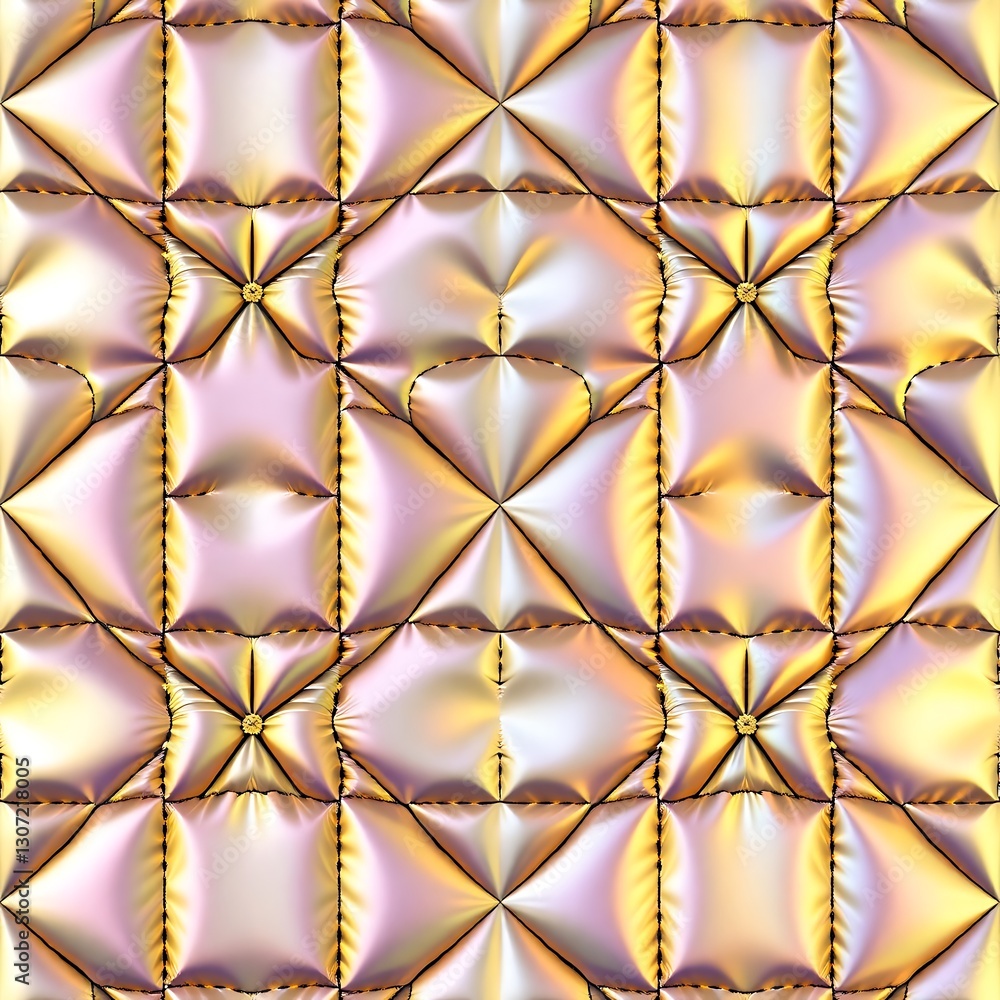 Poster geometric textile: a symmetrical pattern of quilted fabric with a modern design, with subtle variati