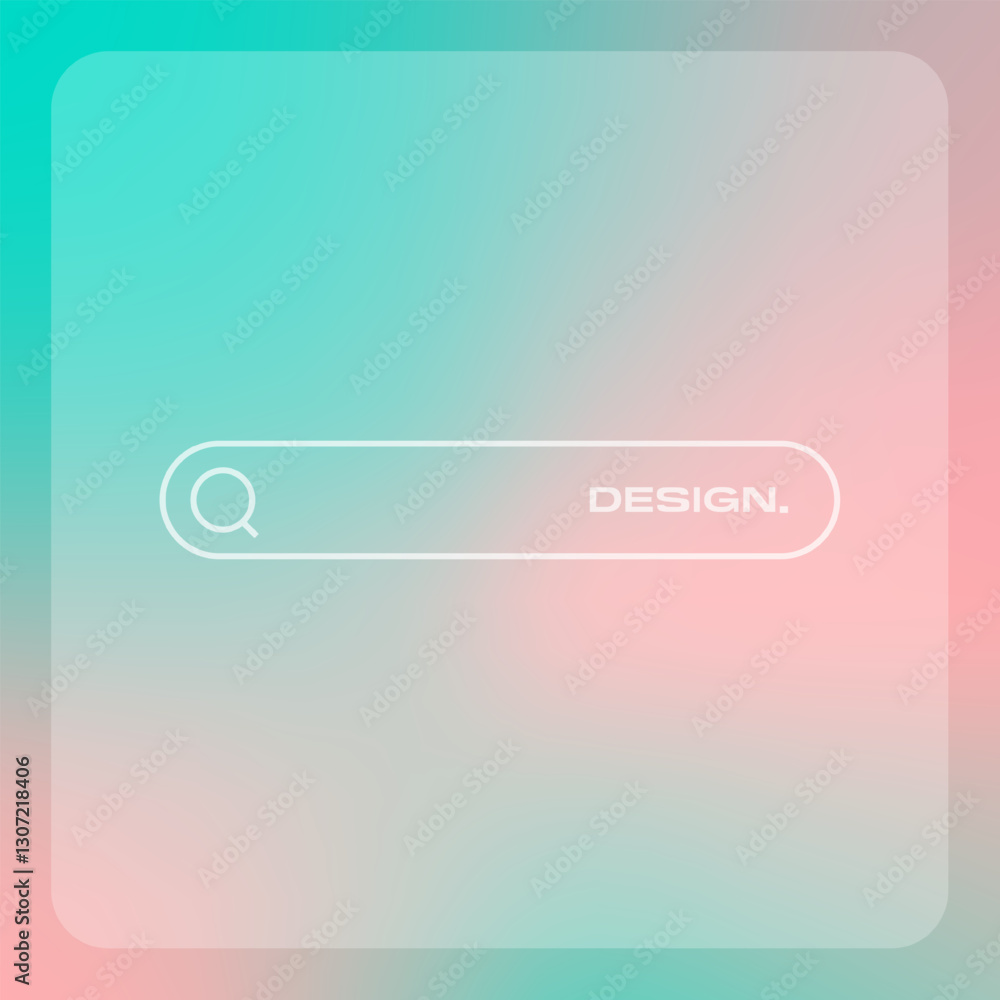 Poster search bar interface with gradient background. pop up window vector illustration.