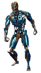 3D Rendering Male Robot on White