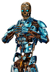 3D Rendering Male Robot on White