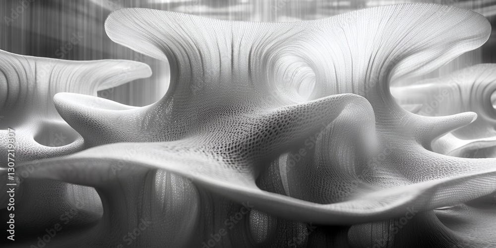 Aufkleber abstract white fabric texture background design elegant wave pattern 3d render