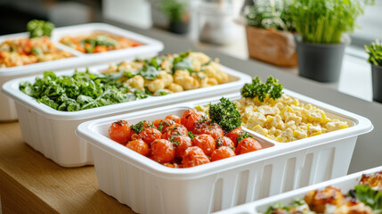 Obraz premium plastic tray for vegetables and food
