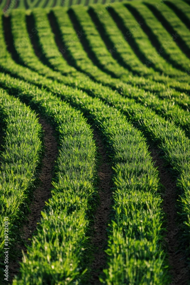 Poster sprout patterns create engaging rows in a vibrant field of green