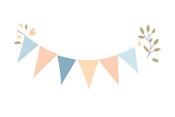 Pastel Bunting Flags with Floral Design