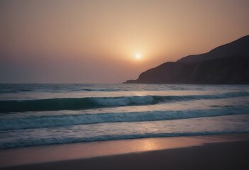 Fototapeta premium Minimalistic background/backdrop. Sunset over the sea