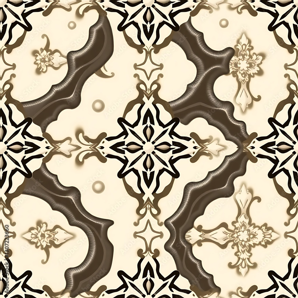 Poster ornamental pattern: an intricate, seamless pattern showcasing a rich tapestry of decorative elements