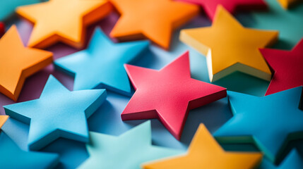 Obraz premium Colorful abstract star shapes background design texture image red art blue pink teal cyan foam stars