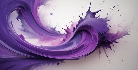 Vibrant purple paint swirls creating dynamic patterns on a light background, created by ai generated