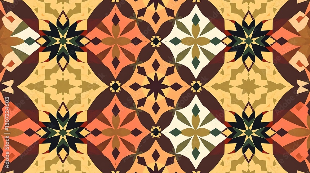 Poster geometric mosaic pattern: a close-up of a detailed geometric mosaic pattern, featuring a kaleidoscop