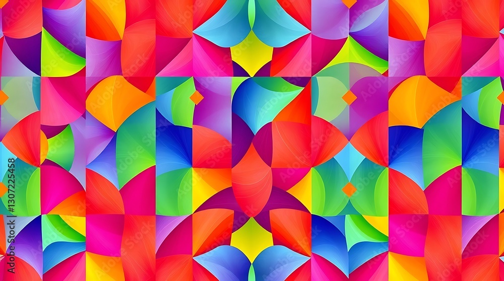 Poster vibrant mosaic: a dazzling display of abstract artistry, featuring a kaleidoscopic arrangement of co