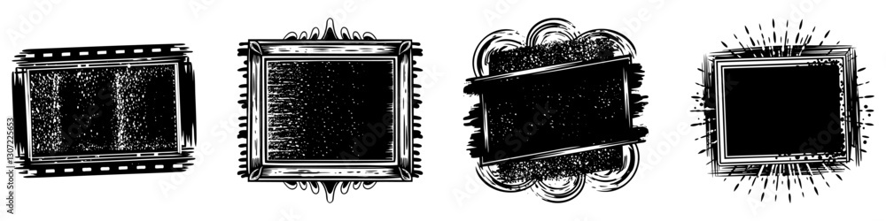 Poster grunge frame. set of empty frames. frames in doodle style. vector illustration