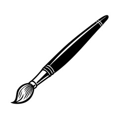 Fototapeta premium Paint brush icon. Black and white image of paint brush isolated on white background. Vector illustration