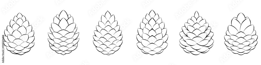 Canvas Prints pine cone icon. set of six different fir cones isolated on white background. vector illustration