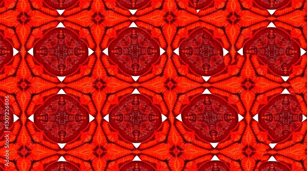 Poster vibrant red kaleidoscope pattern: a captivating kaleidoscope pattern in shades of red. the intricate