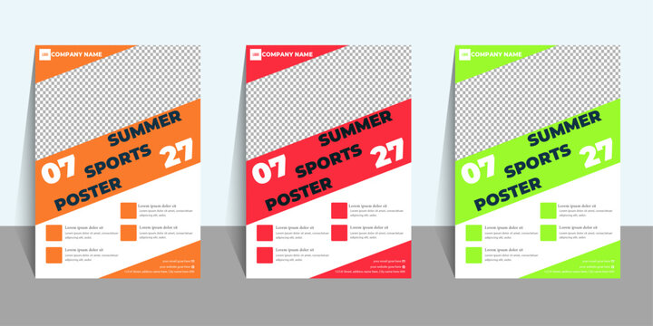 Orange, Red and Green sports and sports news publicly distribute Flyer Template - Powered by Adobe