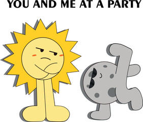 sun and moon in glasses at the party