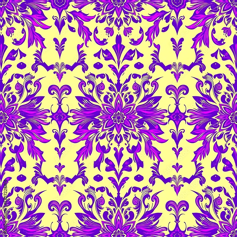 Aufkleber floral tapestry: this repeating floral pattern uses a blend of bright and elegant colors, creating a