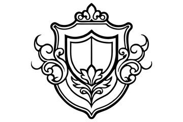 Elegant Gold Baroque Crest Vector Illustration


