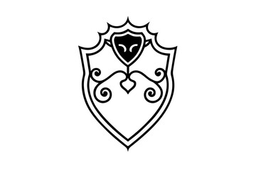 Elegant Gold Baroque Crest Vector Illustration

