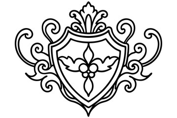 Elegant Gold Baroque Crest Vector Illustration

