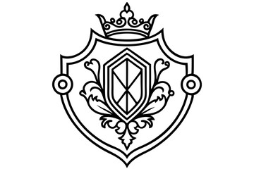 Elegant Gold Baroque Crest Vector Illustration

