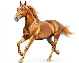 Obraz premium brown running horse isolated on white background