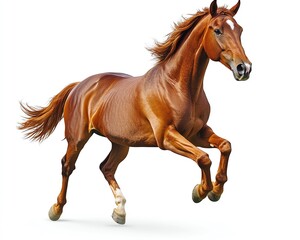 Obraz premium brown running horse isolated on white background