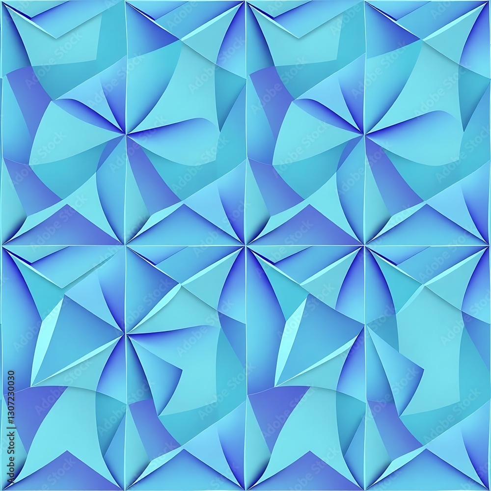 Poster geometric turquoise delight: an intricate, seamless pattern featuring repeating geometric shapes in 