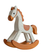 Wooden rocking horse, white isolate background