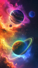 Fototapeta premium A vibrant and colorful illustration of the planets in our solar system 