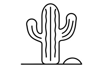 Obraz premium Minimalist Cactus Line Art Illustration for Desert Home Decor