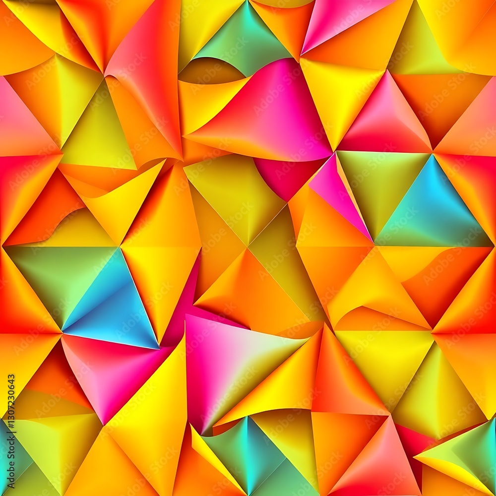 Poster vibrant origami abstraction: captivating overhead shot showcases a mesmerizing array of brightly col