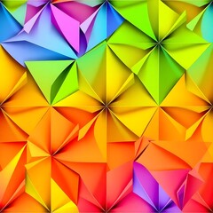 Obraz premium Kaleidoscope of Colors: A mesmerizing display of colorful paper origami, arranged in a complex geometric pattern. It evokes a sense of playfulness and creative inspiration.