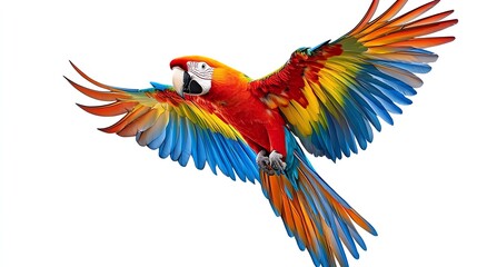 Fototapeta premium colorful flying parrot isolated on white background