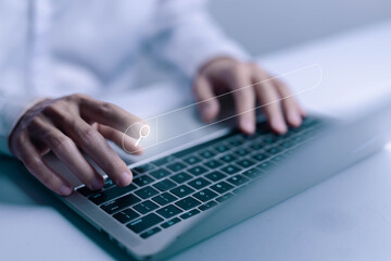 search bar in the laptop. concept of information research on the Internet online, data from websites. search engine to the browser. social media, and marketing