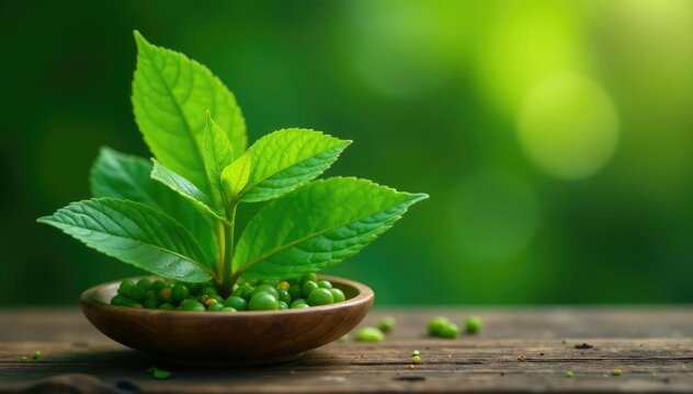 Leafy greens and sharkara varatti on a wooden stem, botanical, sharkara varatti