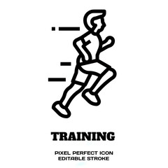 Training symbol, featuring an editable stroke outline icon isolated on white background flat vector illustration. Pixel perfect