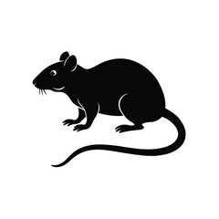 vector illustration of a cartoon rat silhouette on white background
