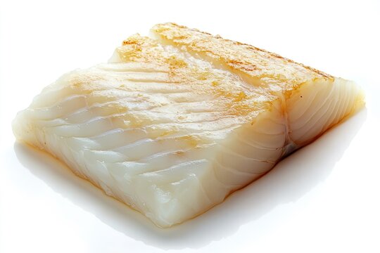 Lingcod fillet slice isolated on white background 